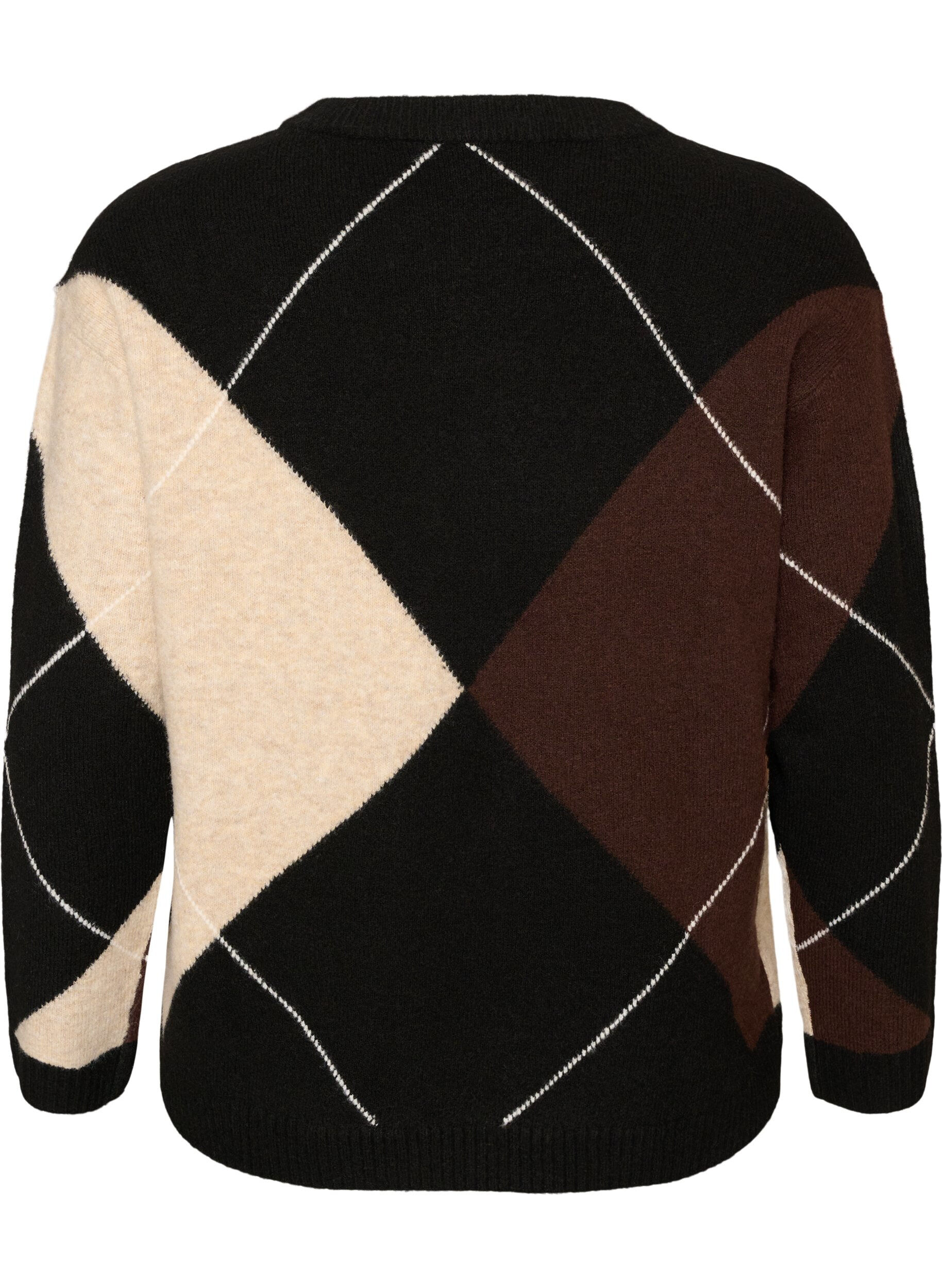 ZizziBreisel met harlekijnpatroon, Zwart, Packshot image number 1