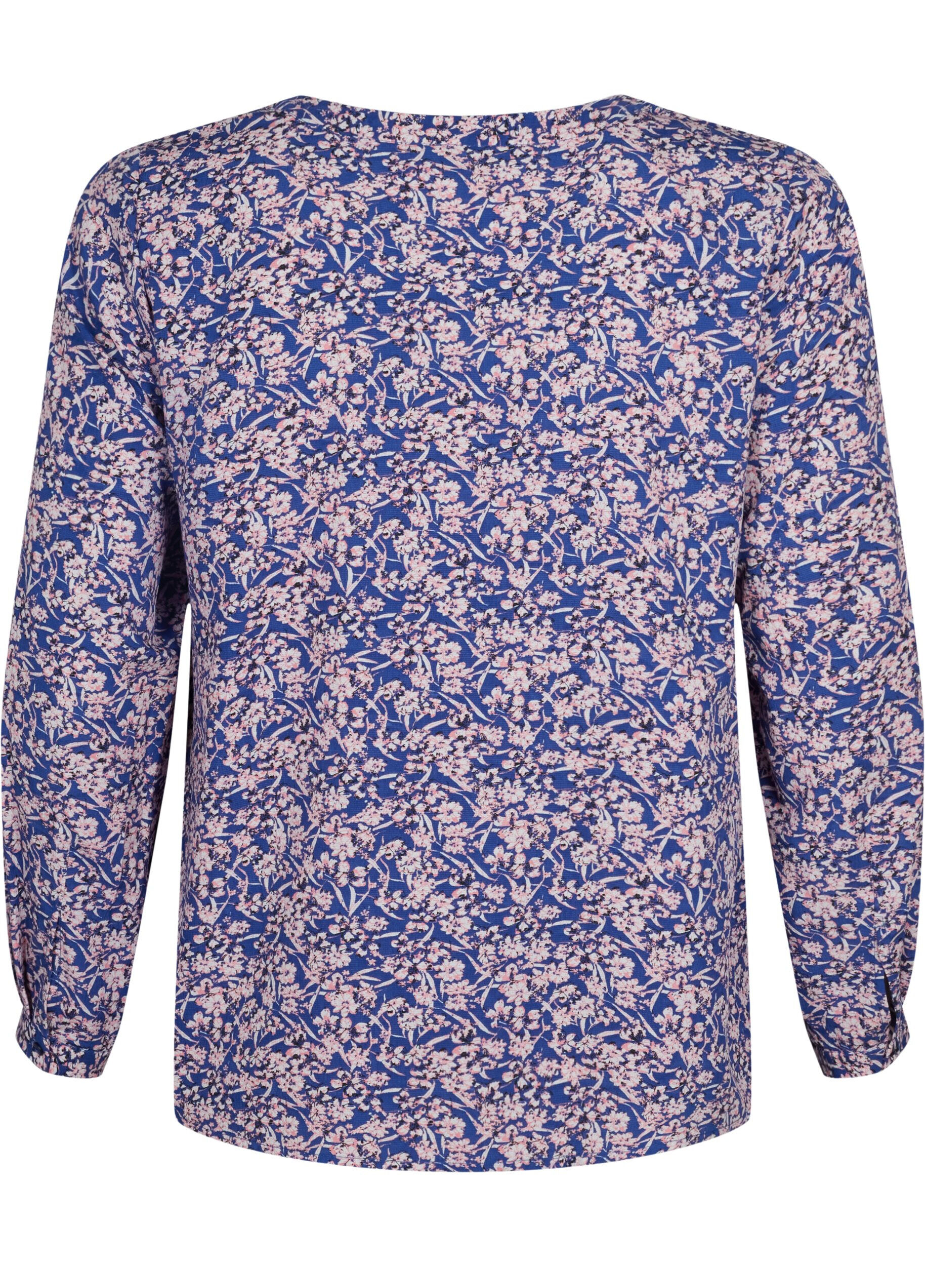 Zizzi FLASH - Blouse met lange mouwen en print, Strong Blue Flower, Packshot image number 1