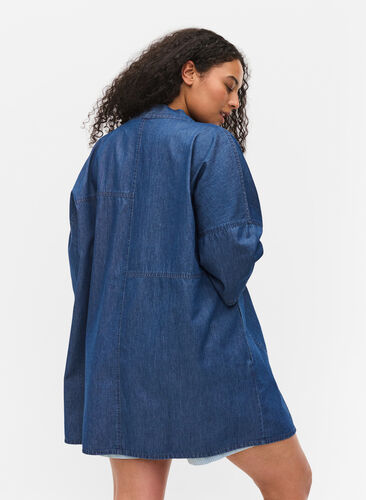 Denim kimono met 3/4 mouwen, Medium Blue Denim, Model image number 1