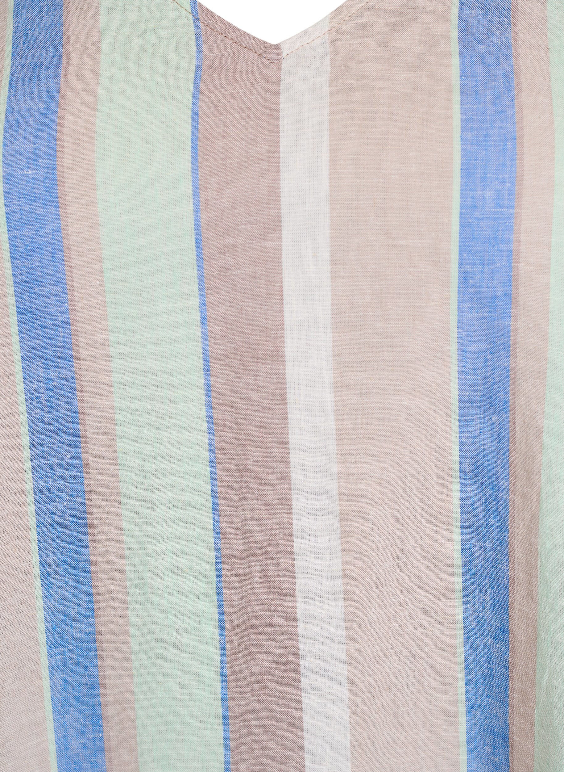 Zizzi Korte jurk in linnen en viscose met 3/4 mouwen, Blauw, Packshot image number 2