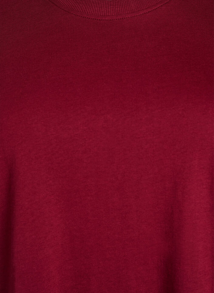 Basic katoenen T-shirt met ronde hals, Donker Bordeaux, Packshot image number 2