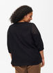 Blouse van katoenmix met linnen en gehaakt detail, Black, Model image number 1