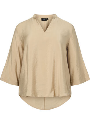 Gekleurde blouse met 3/4 mouwen, Coriander, Packshot image number 0