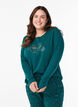 Nacht top in katoen met print aan de voorkant, Turquoise, Model image number 0
