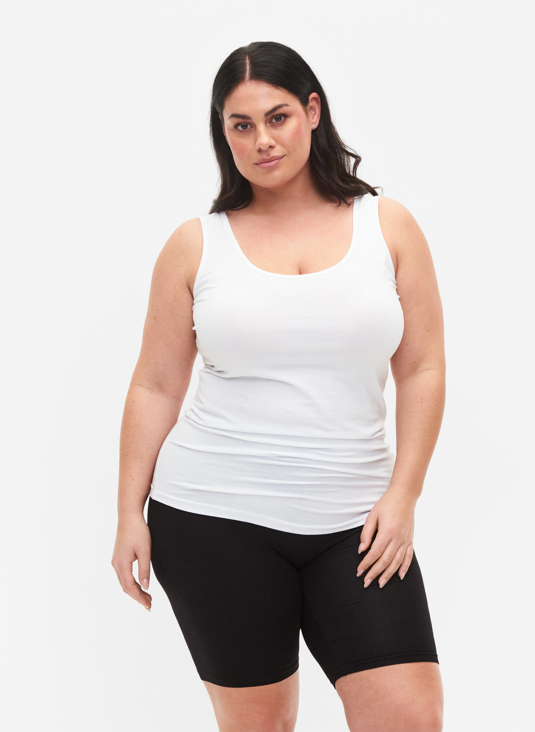 Zizzi 2-pack viscose fietsbroek, Zwart, Model image number 0