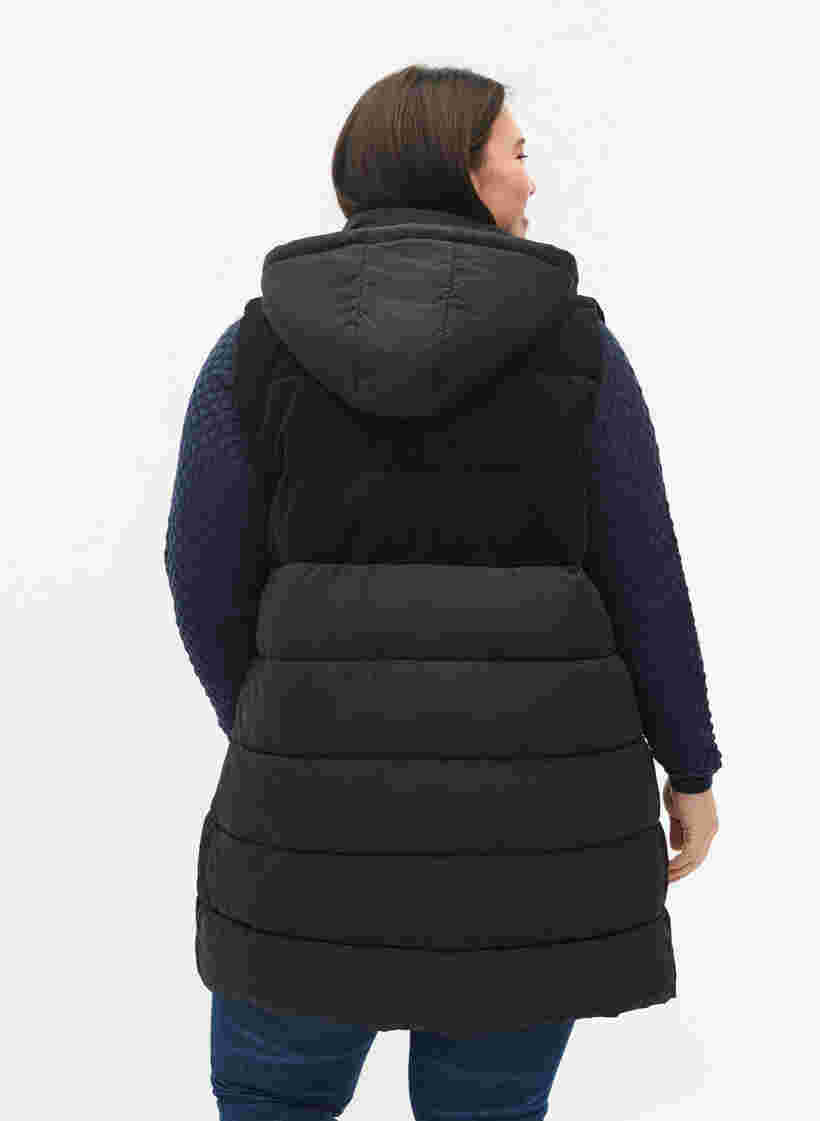 Lang vest met capuchon en rits, Black, Model image number 1