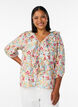 Viscose blouse met bloemenprint en 3/4 mouwen, Blauw, Model image number 0