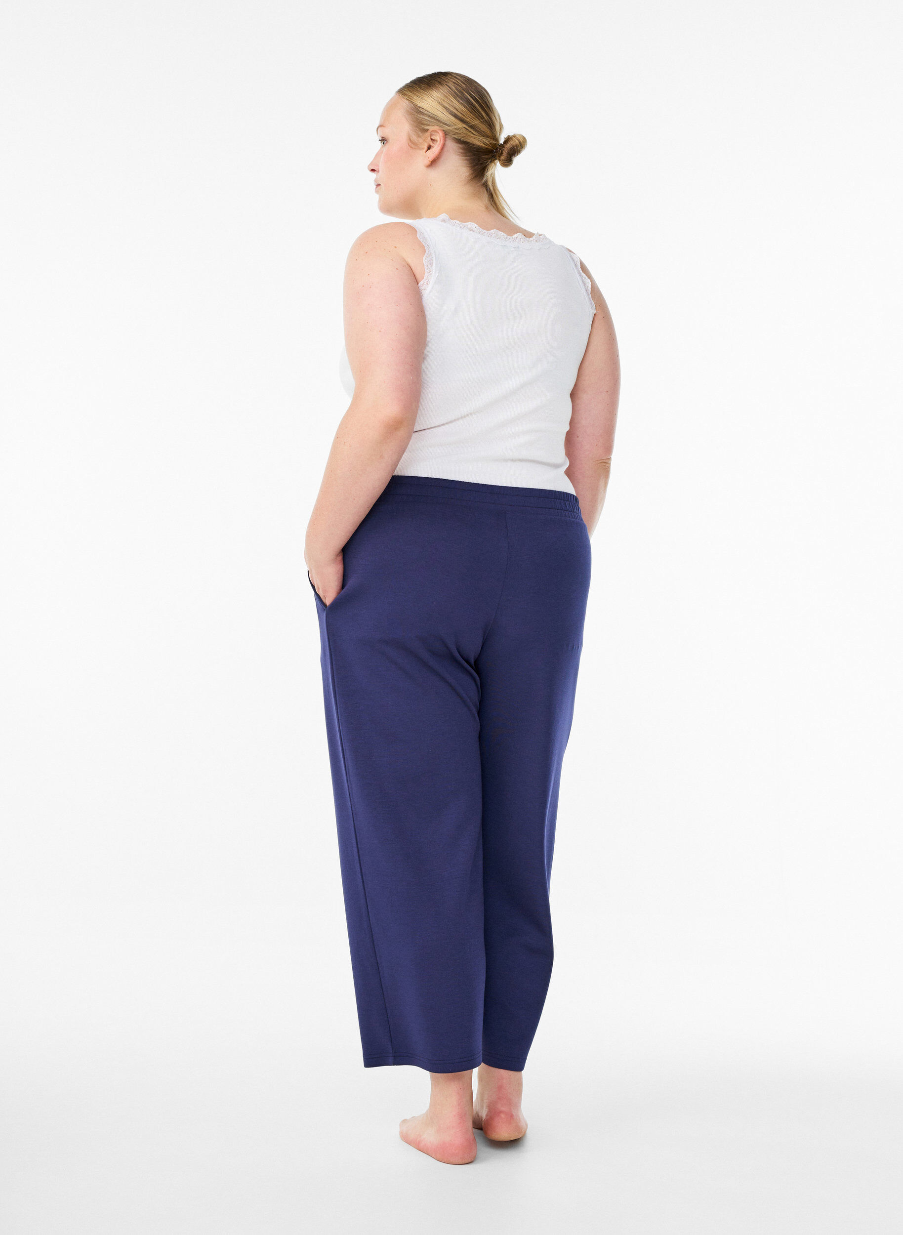 Zizzi 7/8 modal mix broek met zakken, Blauw, Model image number 1