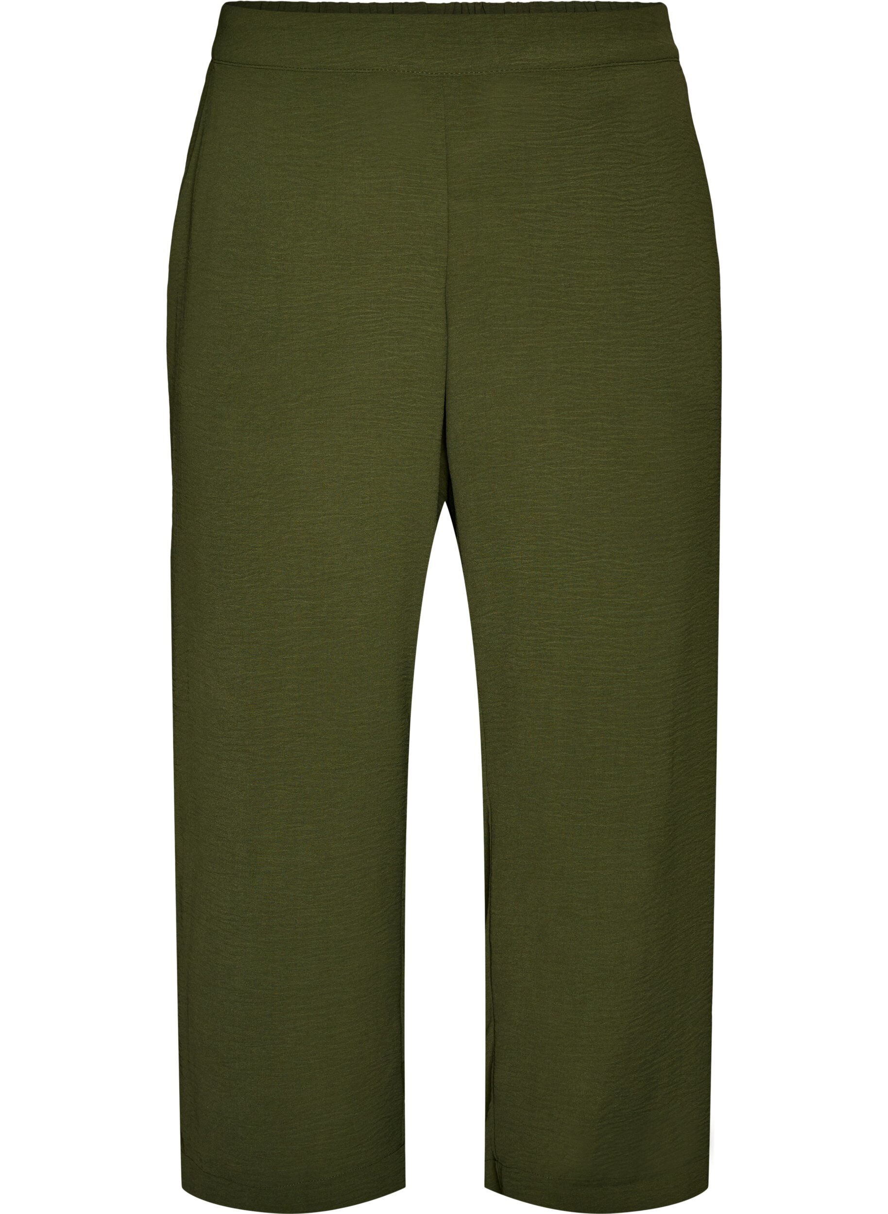Zizzi High-waist culottes met een elastische achterkant, Groen, Packshot image number 0