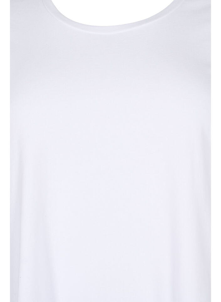 Basic katoenen t-shirt met 3/4 mouwen, Wit, Packshot image number 2