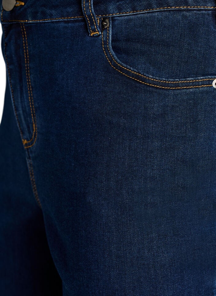 High-waist strakke pasvorm capri's in stretch denim, Blauw, Packshot image number 2