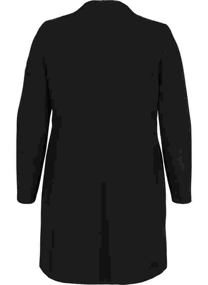 Klassieke lange blazer in viscosemix, Black, Packshot image number 1
