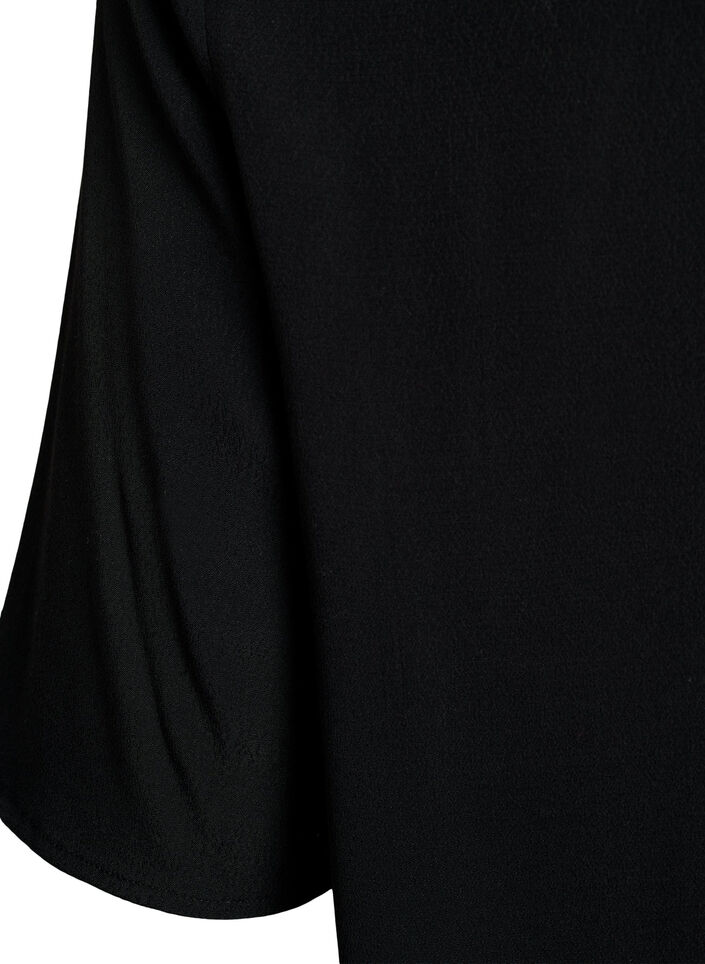 Viscose blouse met korte mouwen, Zwart, Packshot image number 3