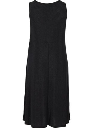 Mouwloze jurk met glitters en v-hals, Black, Packshot image number 1
