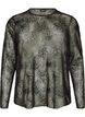 Mesh blouse met bloemen en pailletten, Zwart, Packshot image number 0
