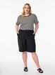 Gestreept T-shirt met geribbelde textuur, Zwart, Model image number 1