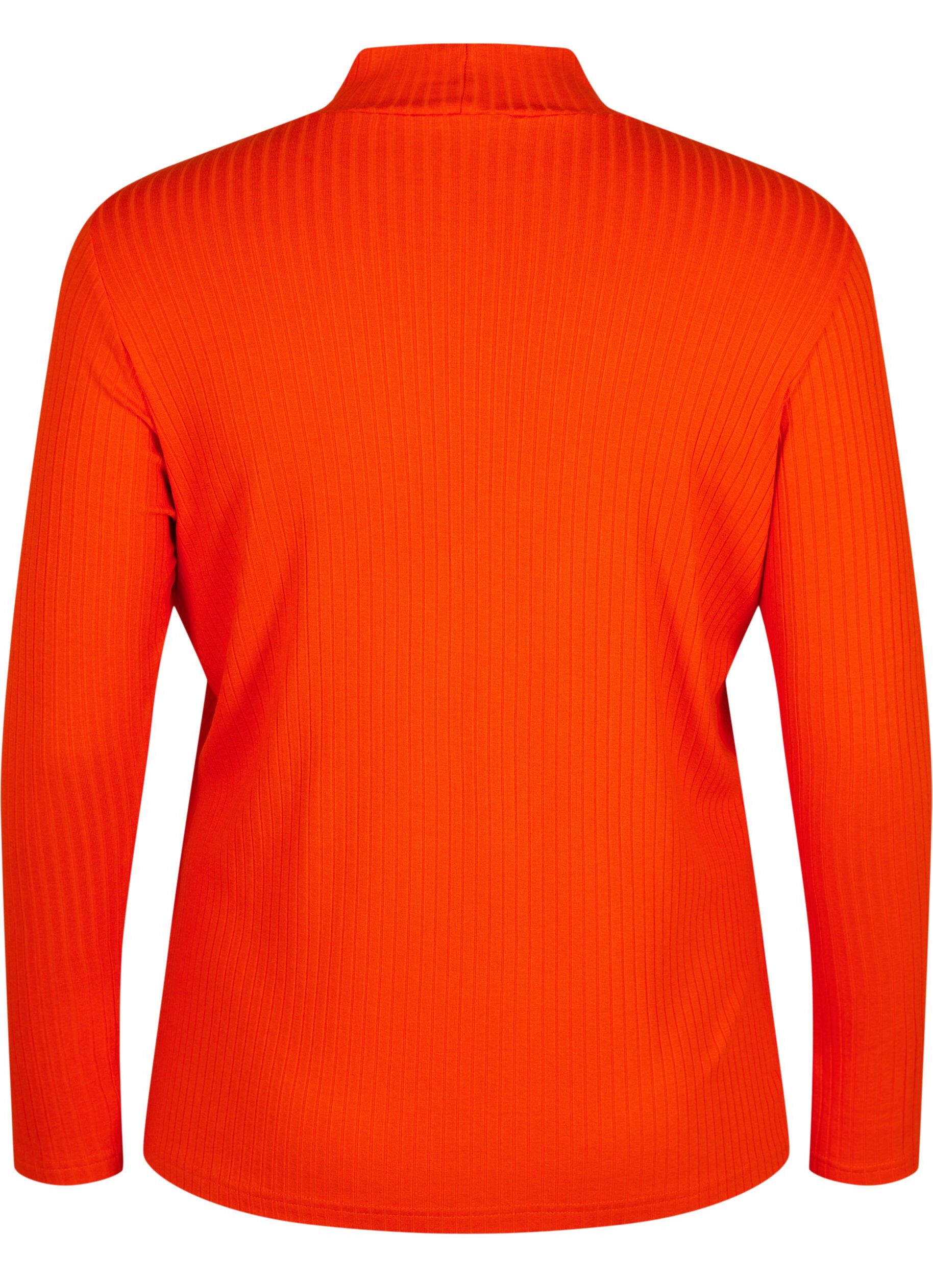 Zizzi Getailleerde Blouse van viscose met hoge hals., Orange.com, Packshot image number 1