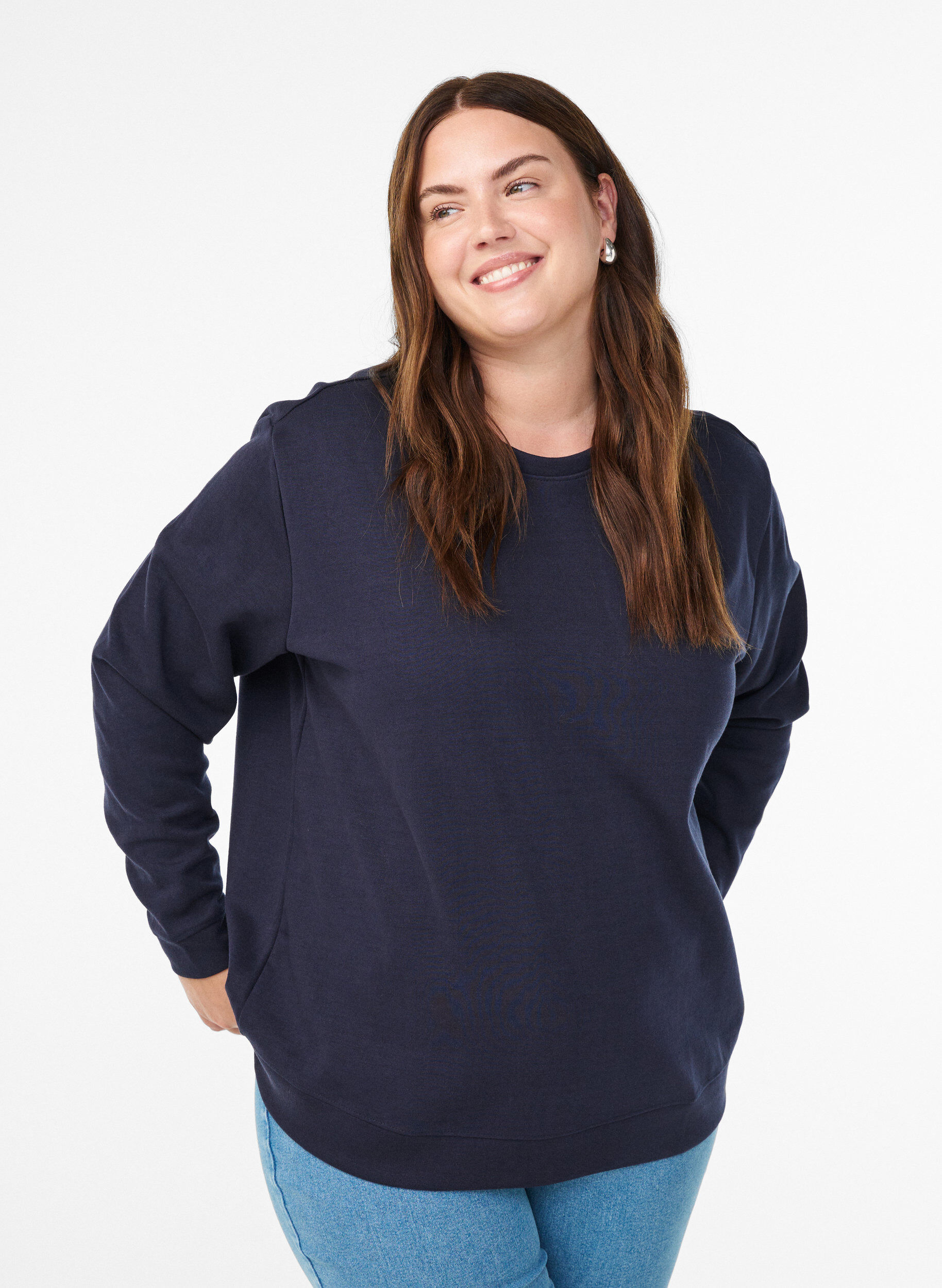 ZizziSweatshirt met ronde hals, Blauw, Model image number 0