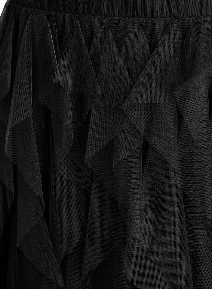 Midirok van tule met elastische tailleband, Zwart, Packshot image number 2