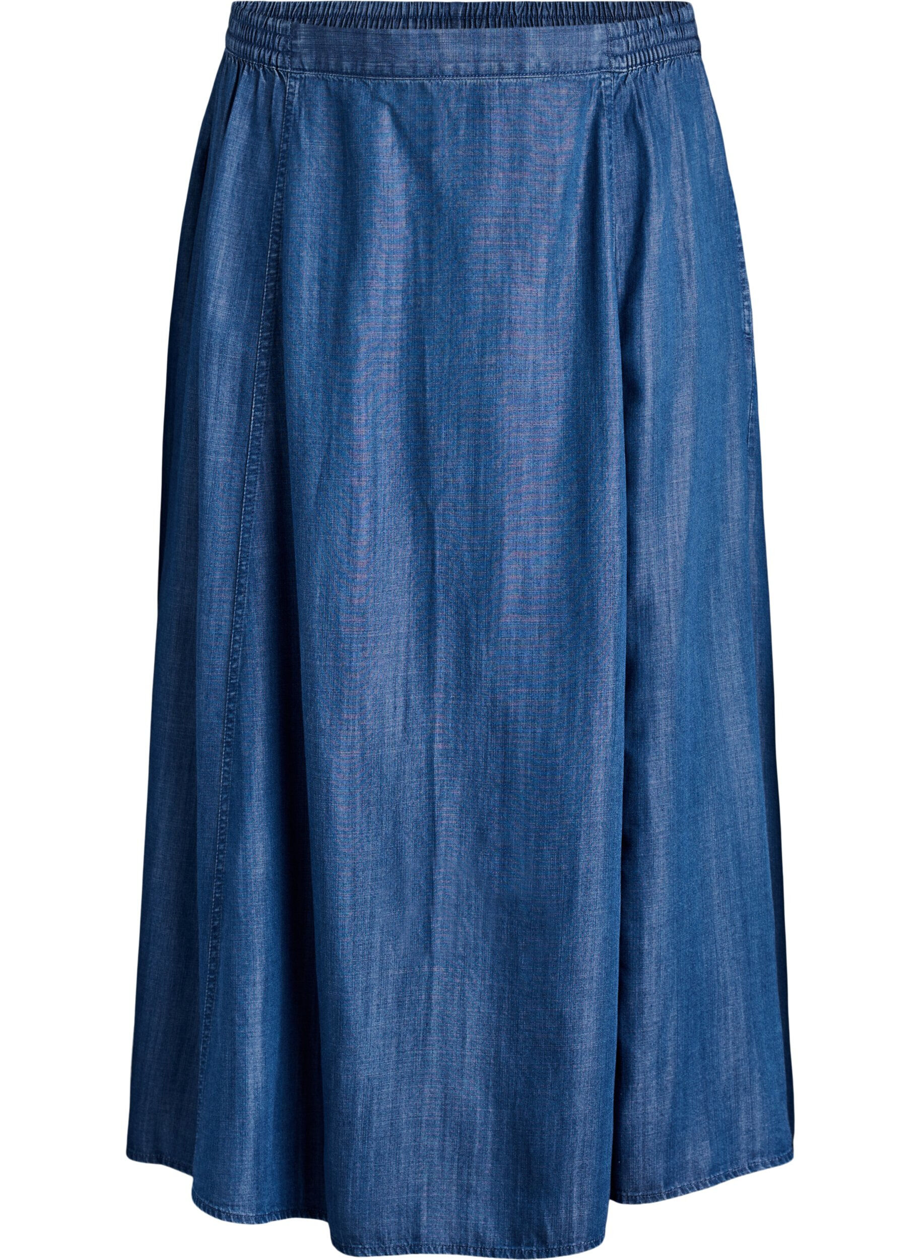 ZizziMaxirok in lyocell met een denimlook, Blauw, Packshot image number 0