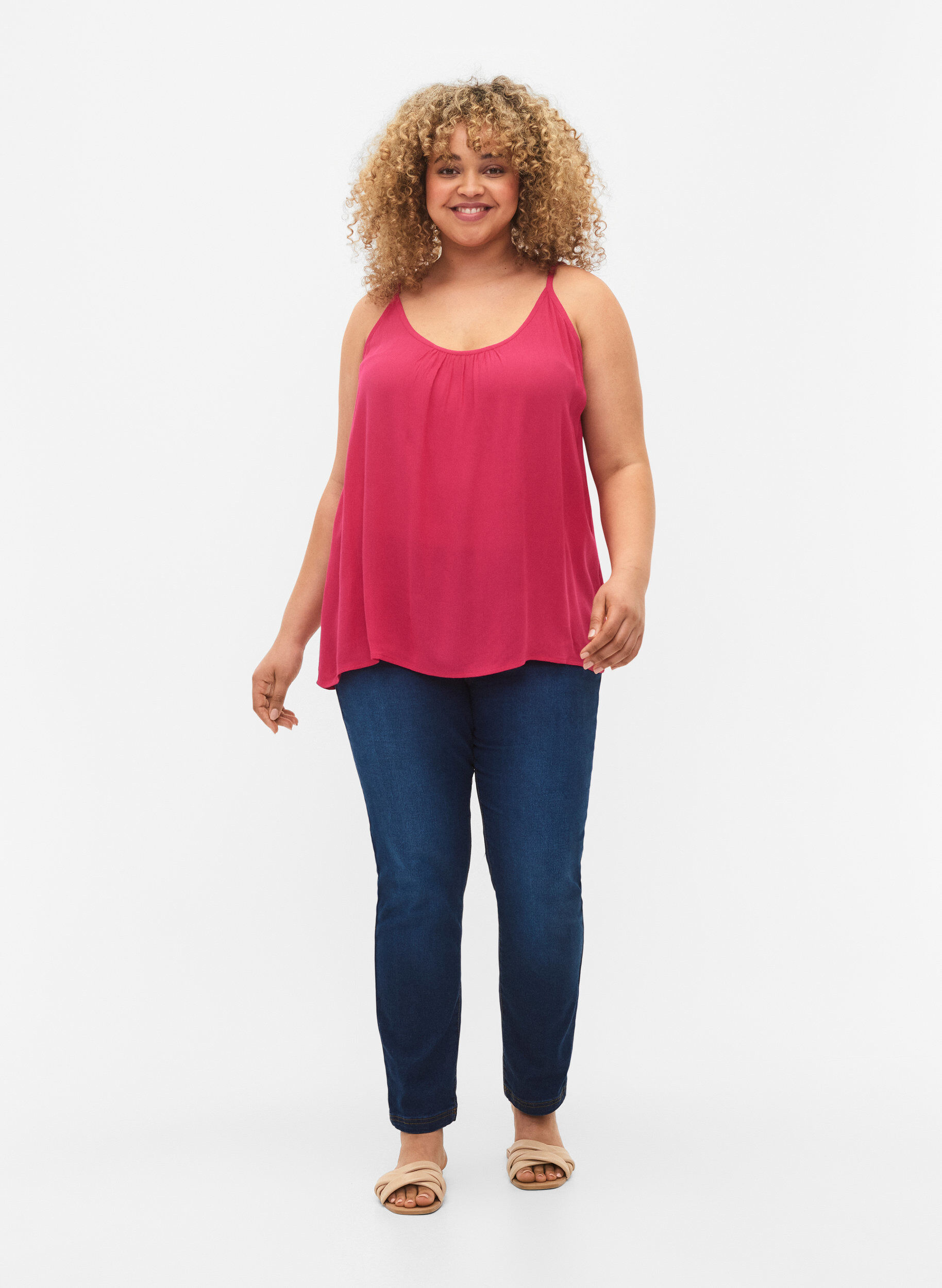 Zizzi Strap top in viscose, Roze, Model image number 1