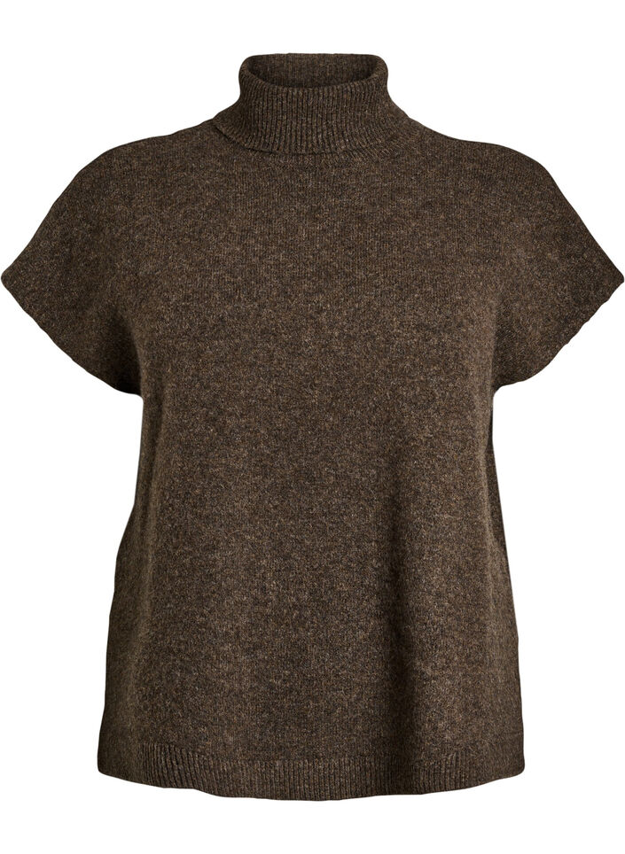 Gebreide vest met col, Bruin, Packshot image number 0