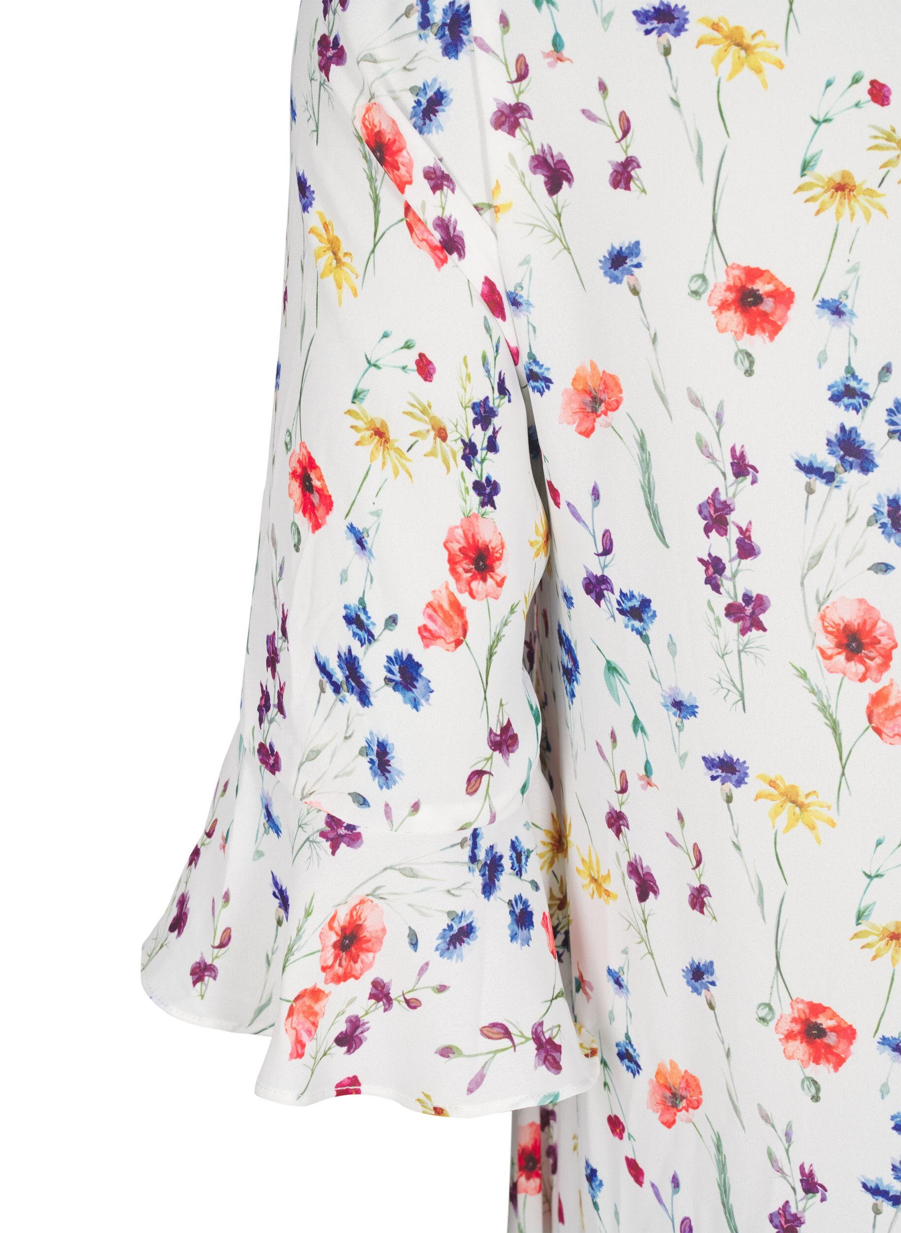 Zizzi Gebloemde midi-jurk met 3/4-mouwen, Blauw, Packshot image number 3