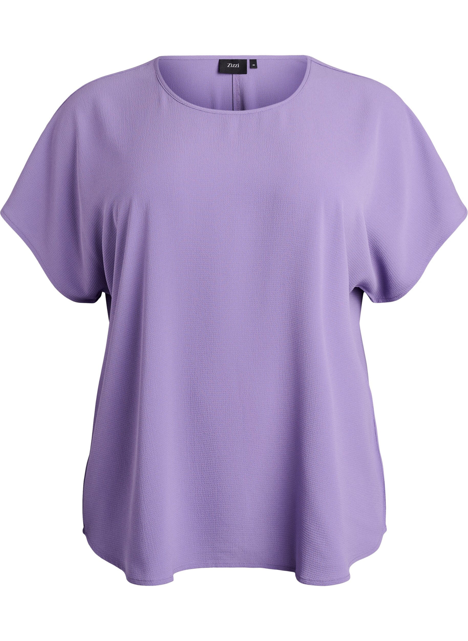 ZizziBlouse met korte mouwen en een ronde halslijn, Paars, Packshot image number 0