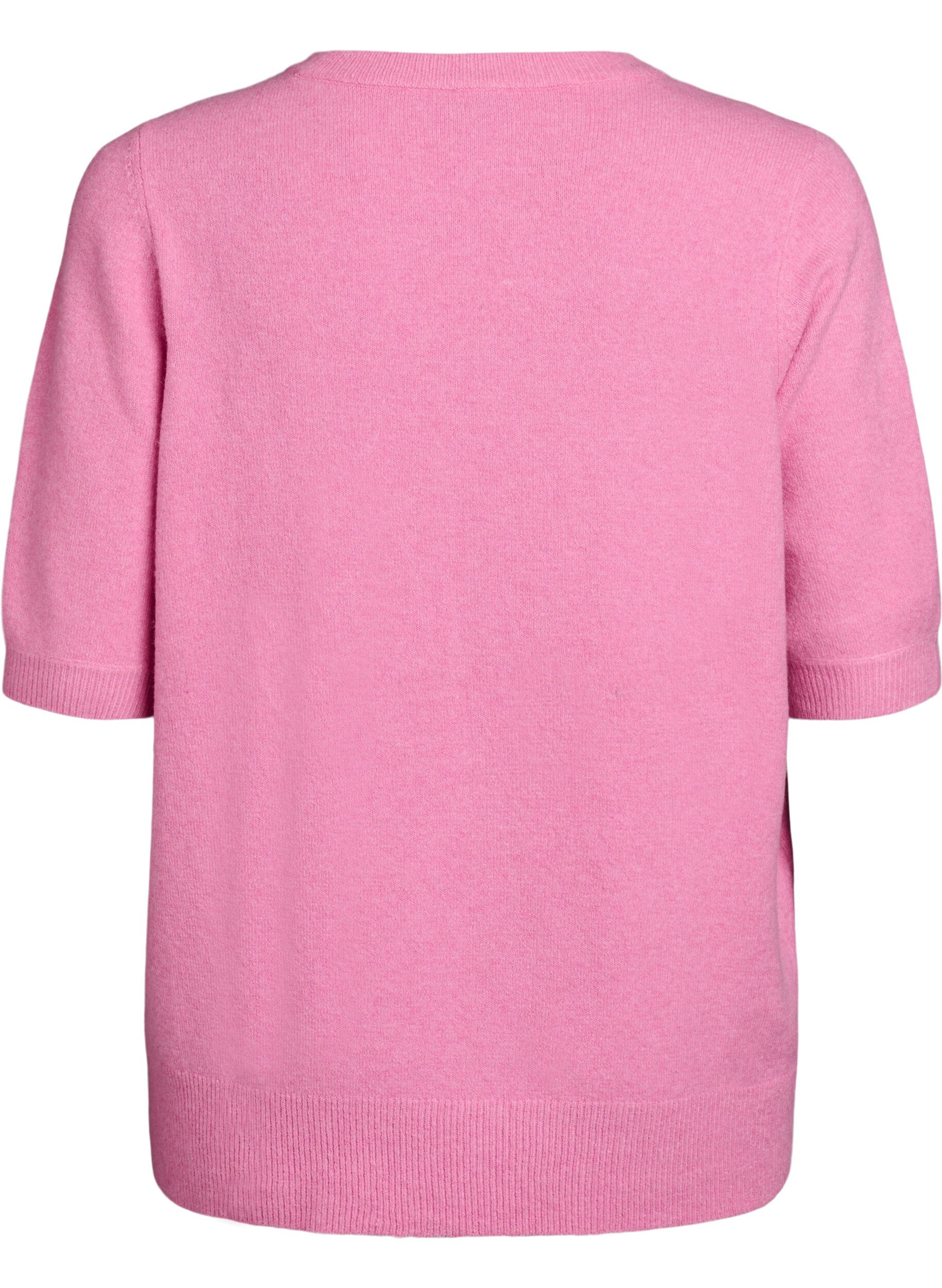 Zizzi Gebreide blouse met korte mouwen, Roze, Packshot image number 1