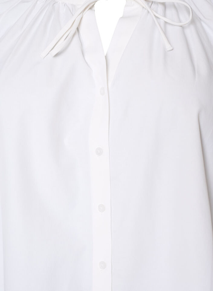 Overhemdblouse met knoopsluiting en strikceintuur, Wit, Packshot image number 2