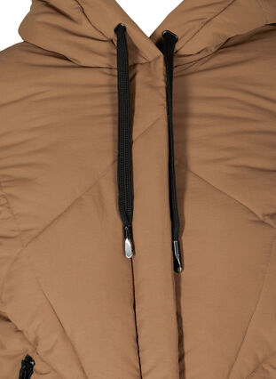 Korte winterjas met capuchon en zakken, Rubber, Packshot image number 2