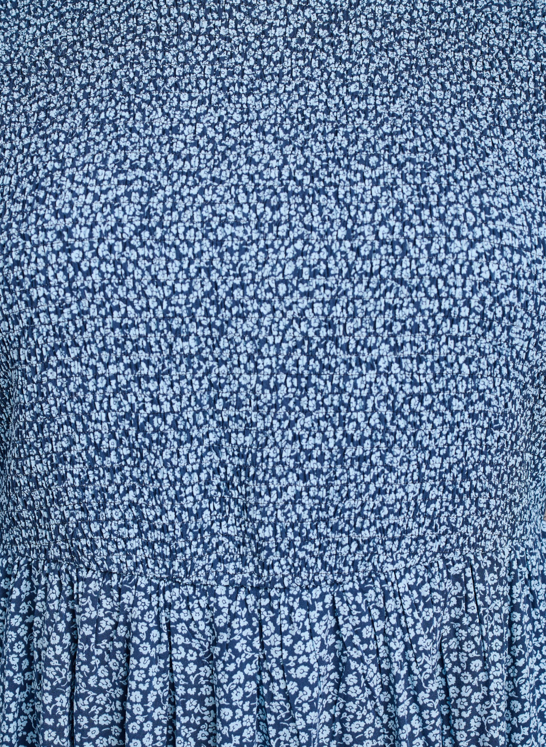Zizzi Jurk met een gesmokte top en fijn bloemetjespatroon, Blauw, Packshot image number 2