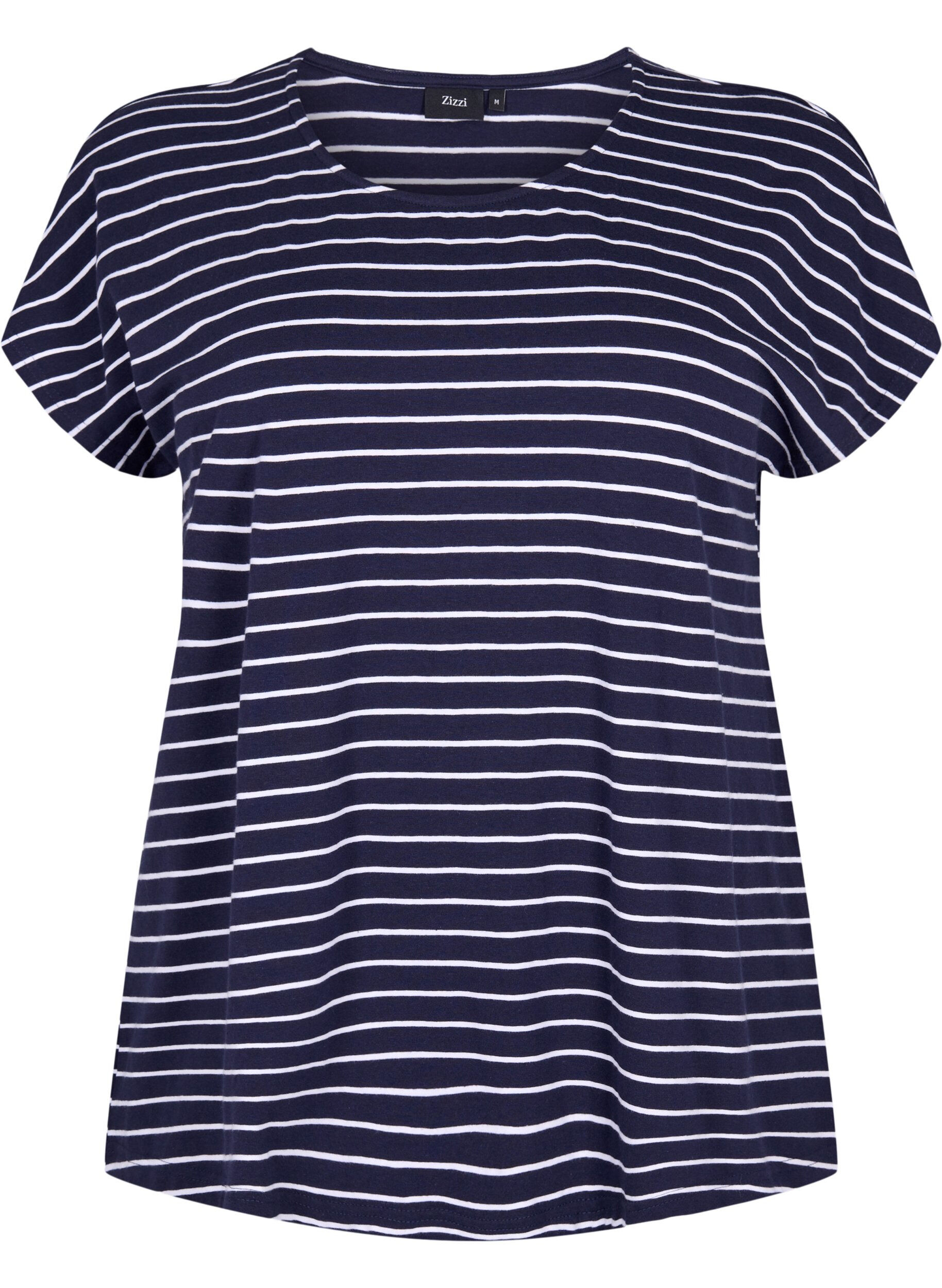 Zizzi 	 Katoenen t-shirt met strepen, Night Sky W. Stripe, Packshot image number 0