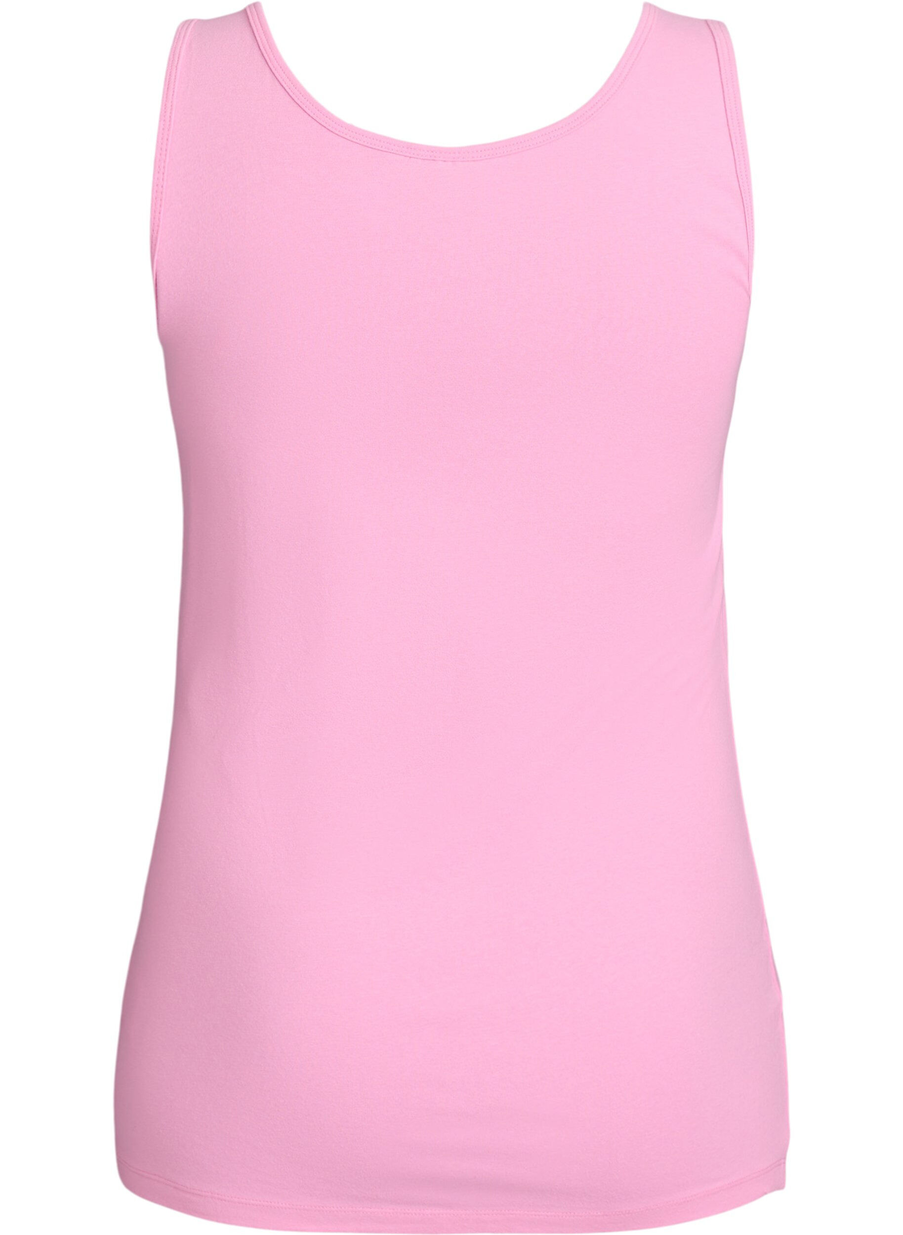 Zizzi Effen basic top in katoen, Roze, Packshot image number 1