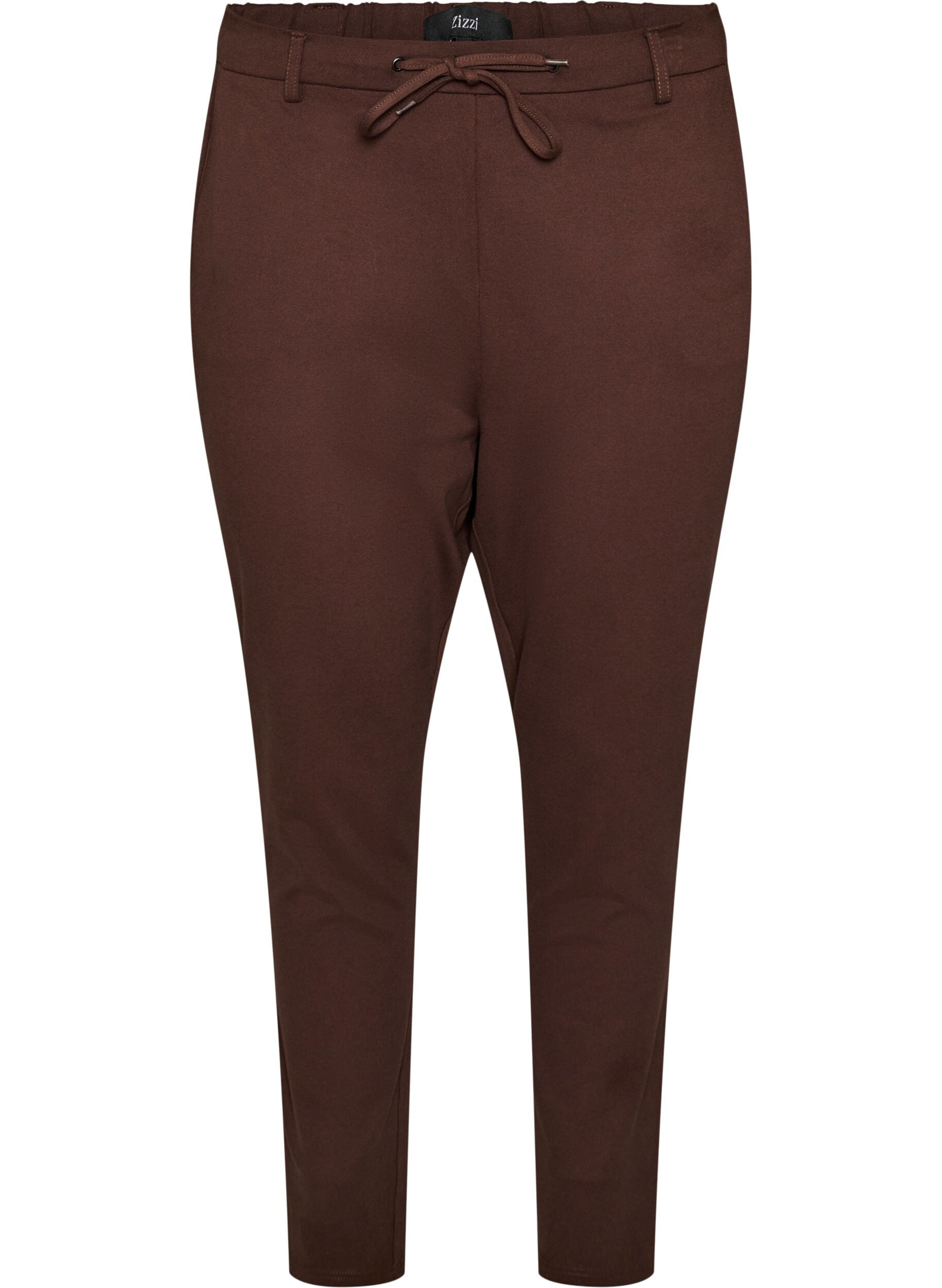 ZizziCropped Maddison broek, Bruin, Packshot image number 0