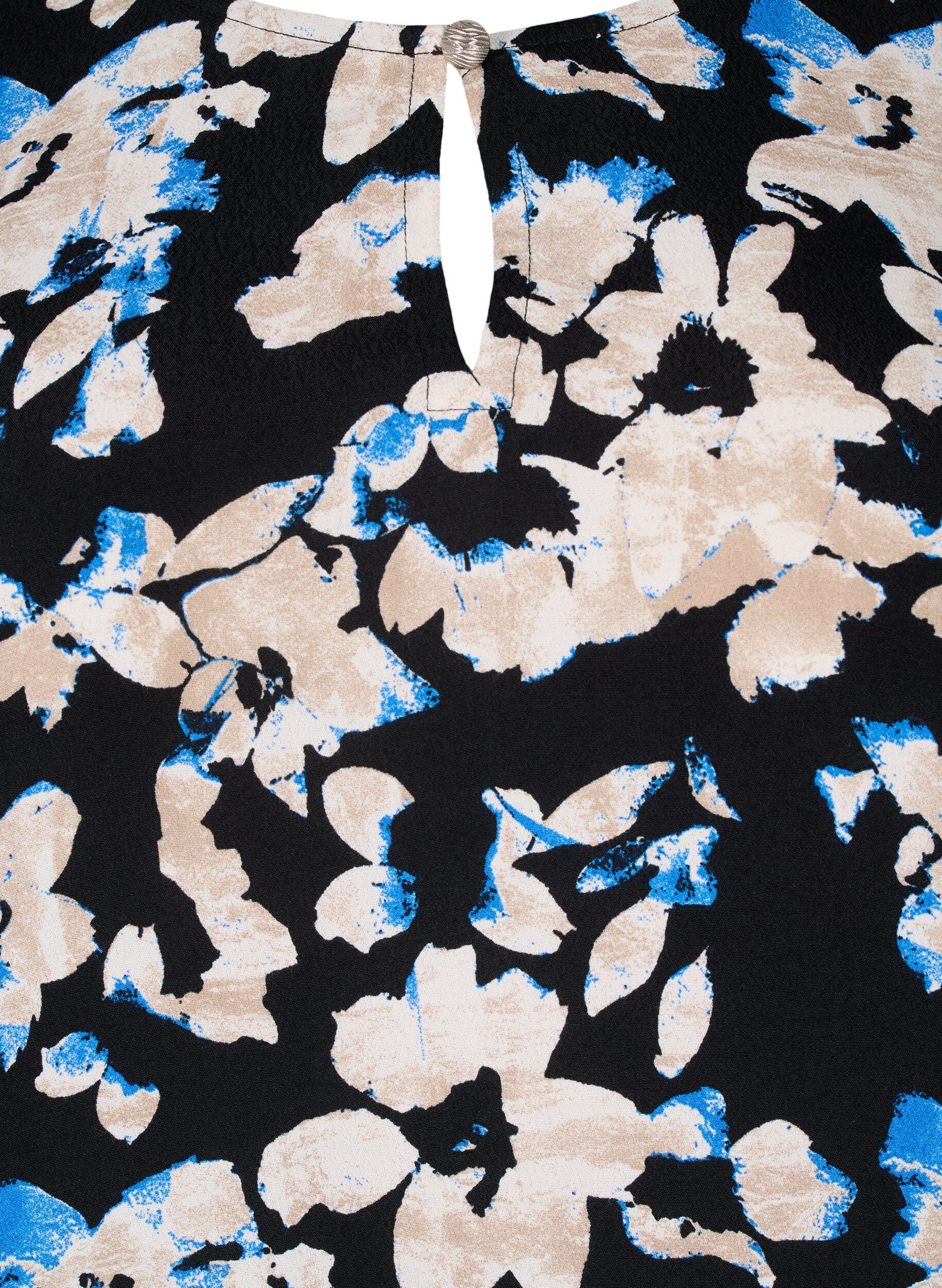 Zizzi Viscose blouse met print en smok, Zwart, Packshot image number 2