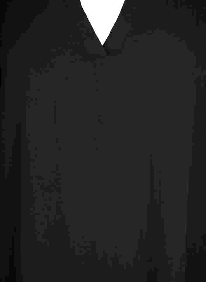 Viscose jurk met korte mouwen en v-hals, Black, Packshot image number 2
