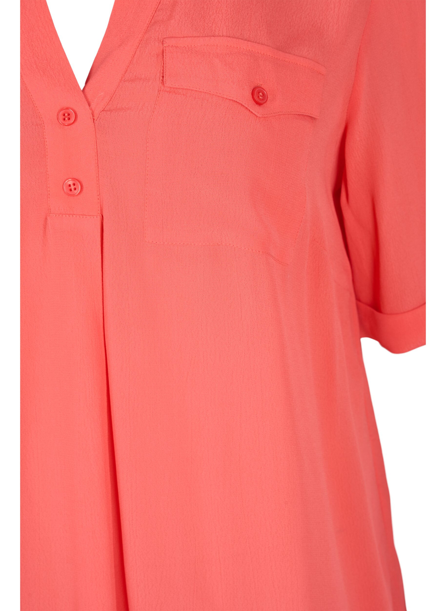 Zizzi Tuniek van viscose met korte mouwen, Hot Coral, Packshot image number 2