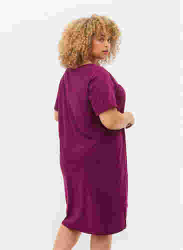 Katoenen nachthemd met print, D. Purple w. Coffee, Model image number 1