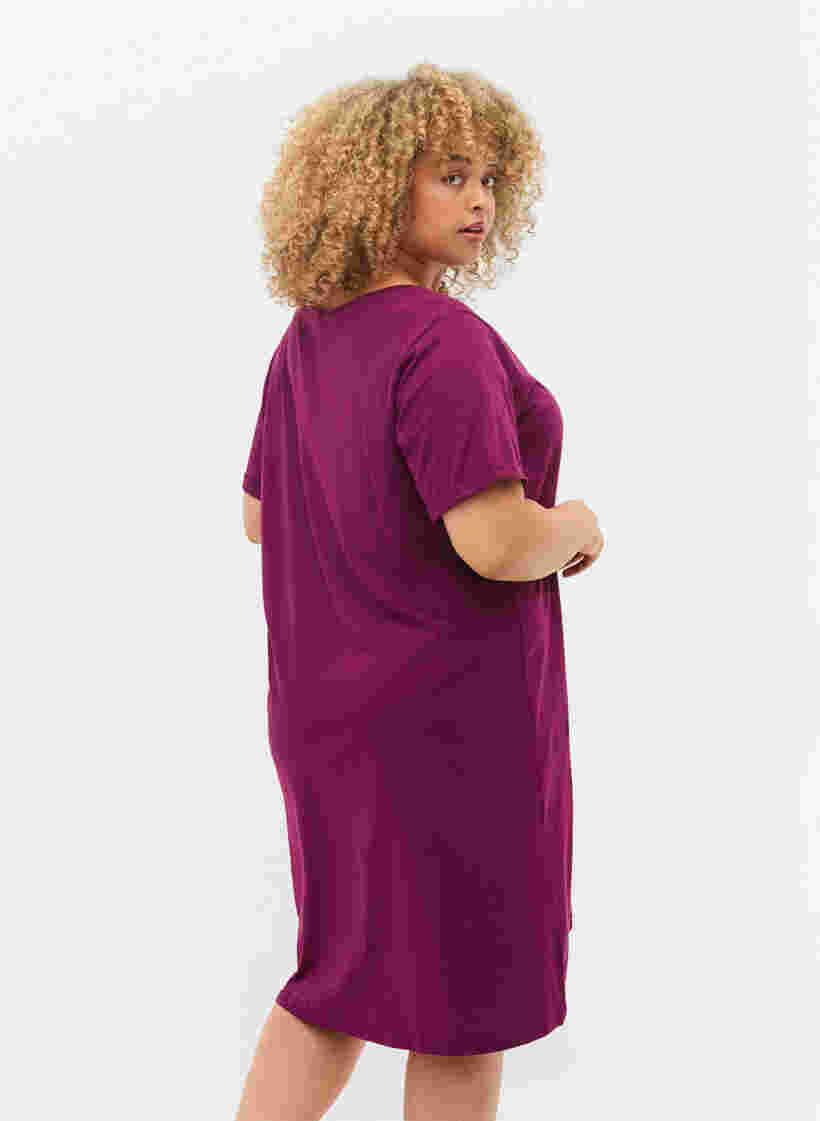 Katoenen nachthemd met print, D. Purple w. Coffee, Model image number 1