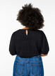 Gestructureerde blouse met korte mouwen, Zwart, Model image number 2