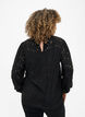 Blouse met lange mouwen en gaatjespatroon, Black, Model image number 1