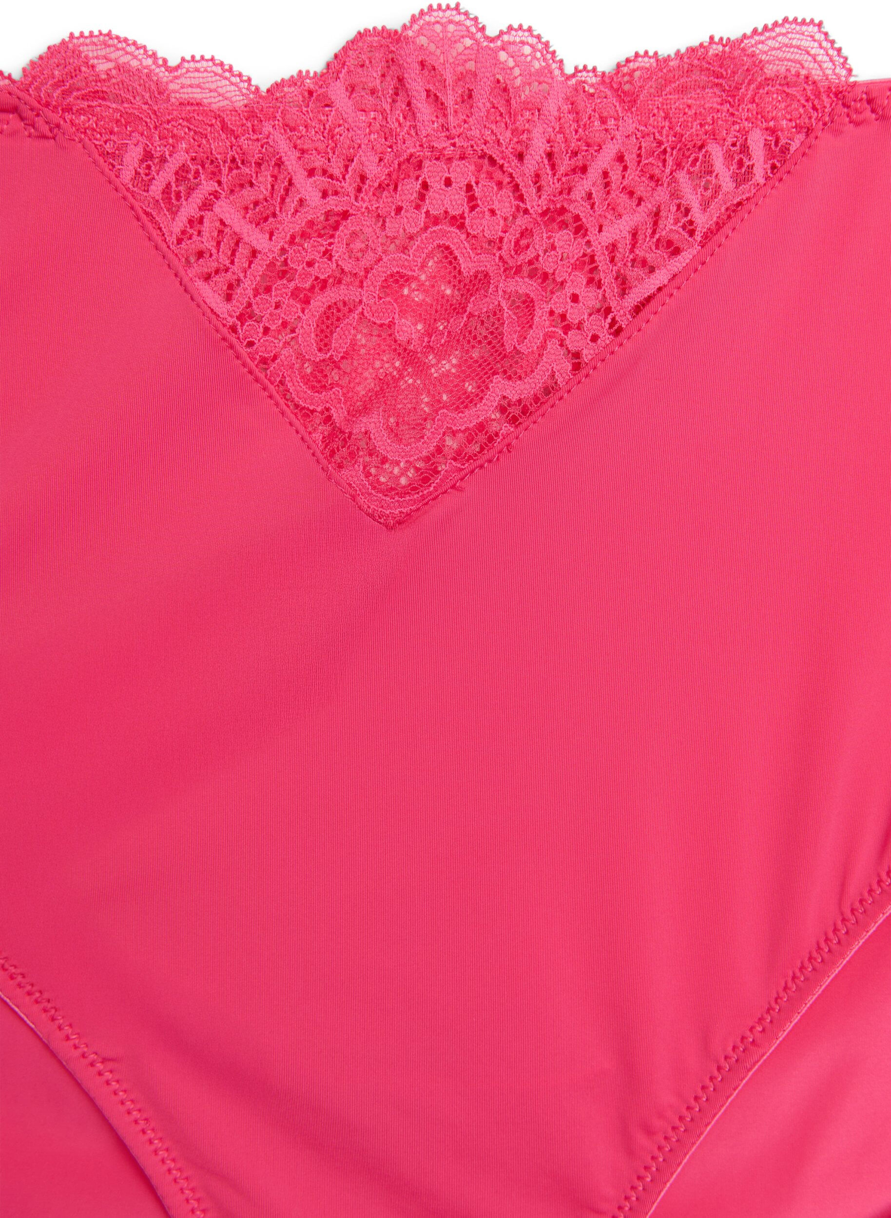 Zizzi Microvezel slip met kantdetails, Roze, Packshot image number 2