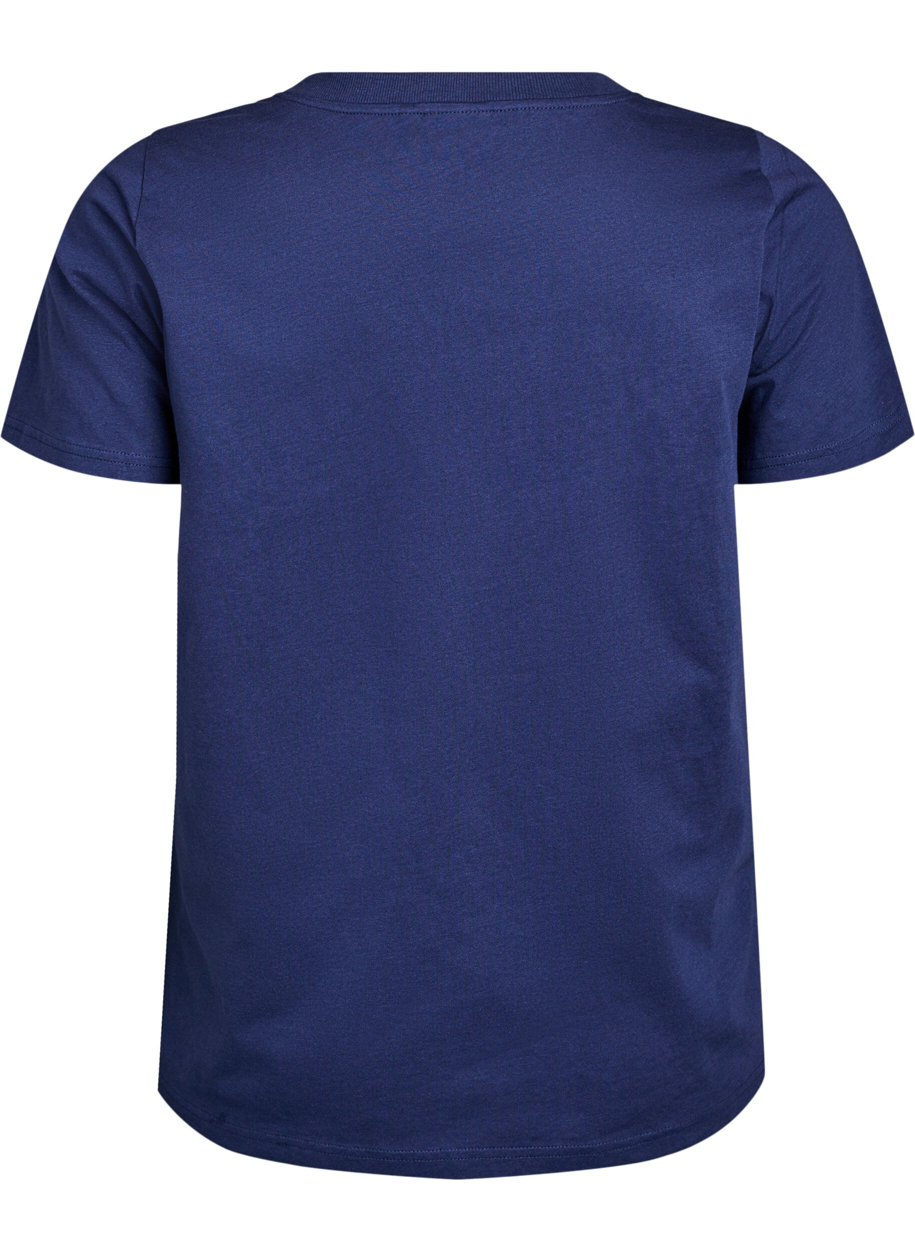 Zizzi Basis T-shirt van katoen met een V-hals, Blauw, Packshot image number 1