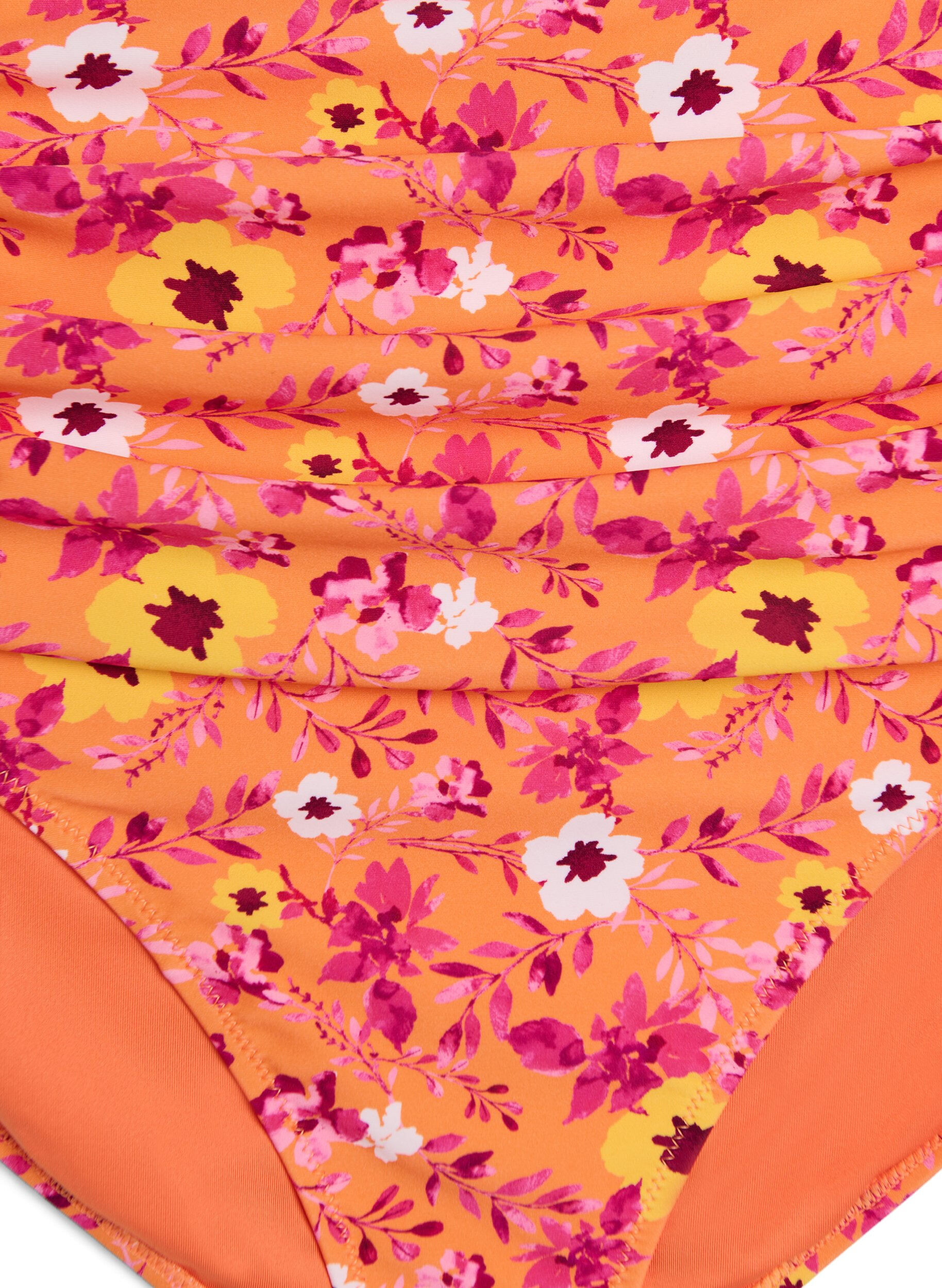 ZizziHoge taille bikinibroekjes met patroon, Oranje, Packshot image number 2