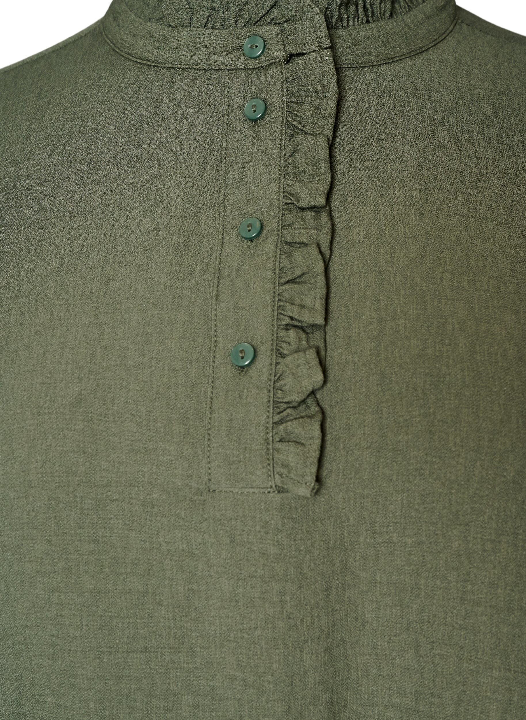 ZizziViscose tuniek met ruches en knopen, Groen, Packshot image number 2