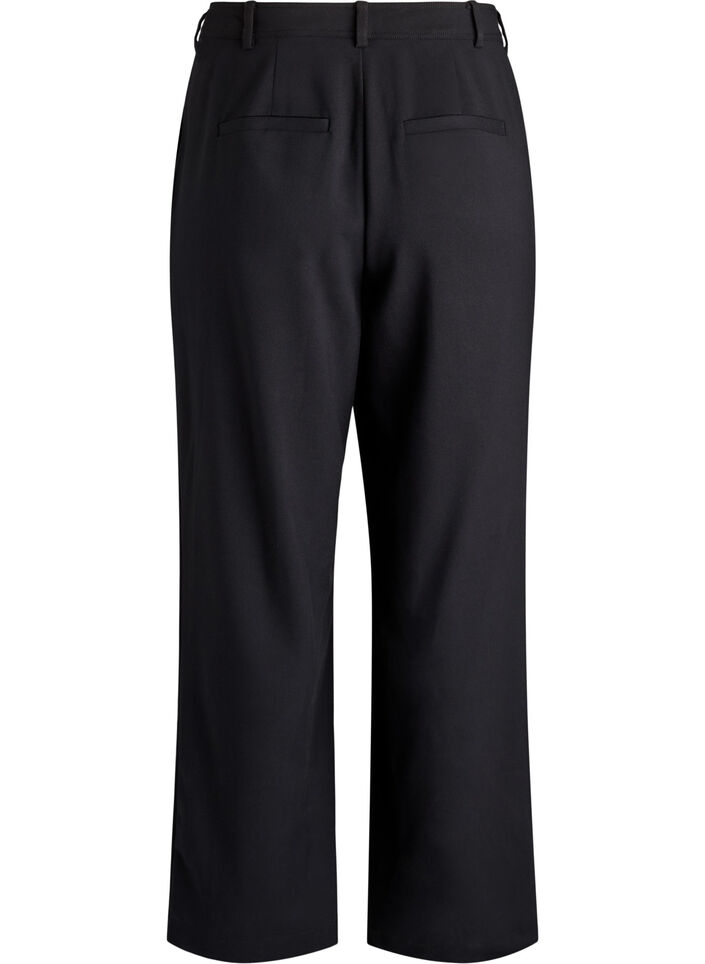 Pantalon met hoge taille en straight-fit, Zwart, Packshot image number 1