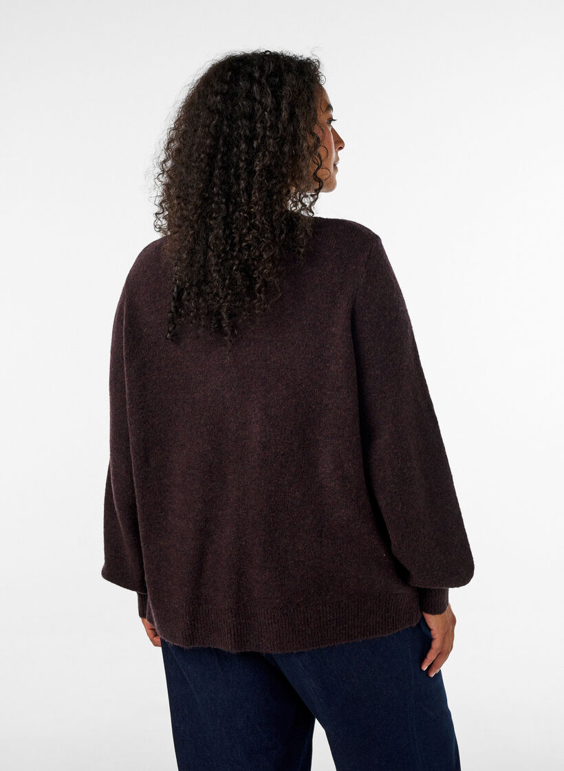 Cardigan met hartvormige knopen, Bruin, Model image number 2
