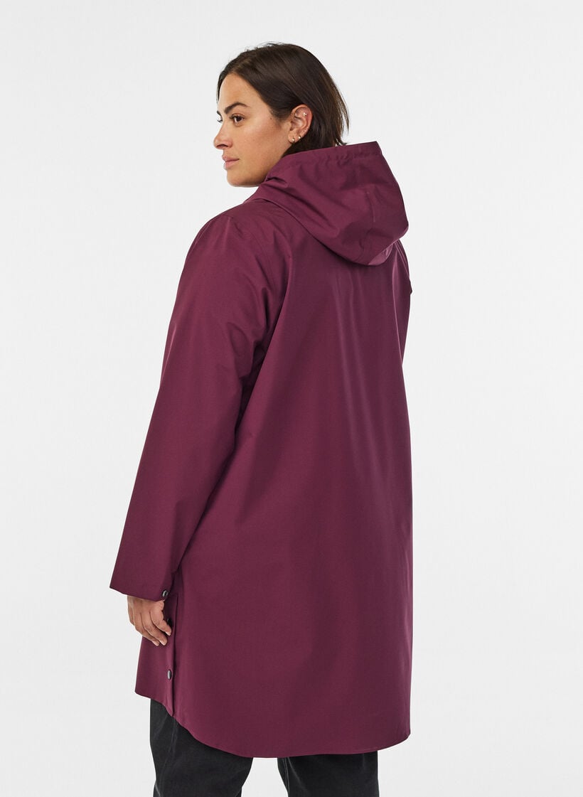 Regenjas met zakken en capuchon, Donker Bordeaux, Model image number 2