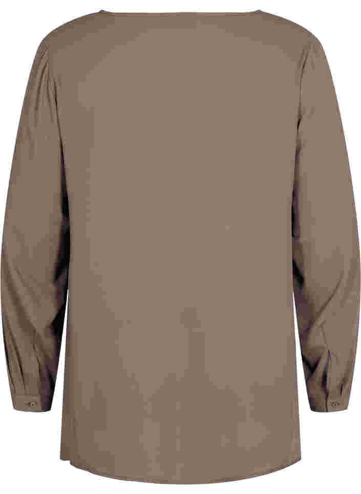 Effen kleur overhemd met v-hals, Falcon, Packshot image number 1